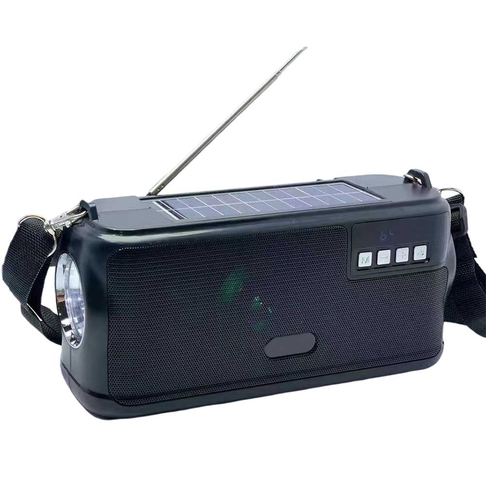 HS-2389 Outdoor antenna solar flashlight Bluetooth speaker with strap portable