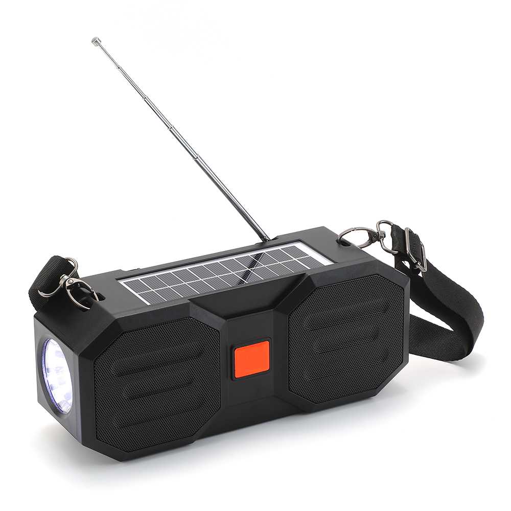 HS-2393 Wireless Bluetooth Speaker Outdoor Portable Solar Flashlight Strap