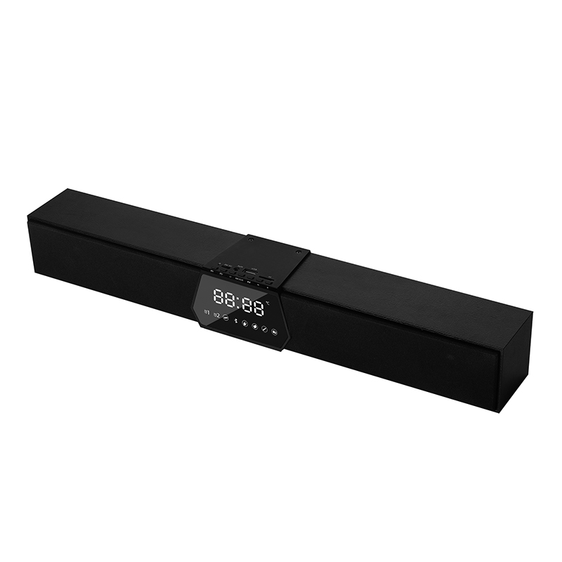 HS-2605 Wood Sound Bar Wireless Subwoofer Speaker Home System Clock Time Display