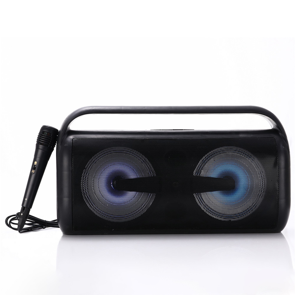 HS-2721 Portable Speaker stereo with Colorful light wireless Microphone Speaker