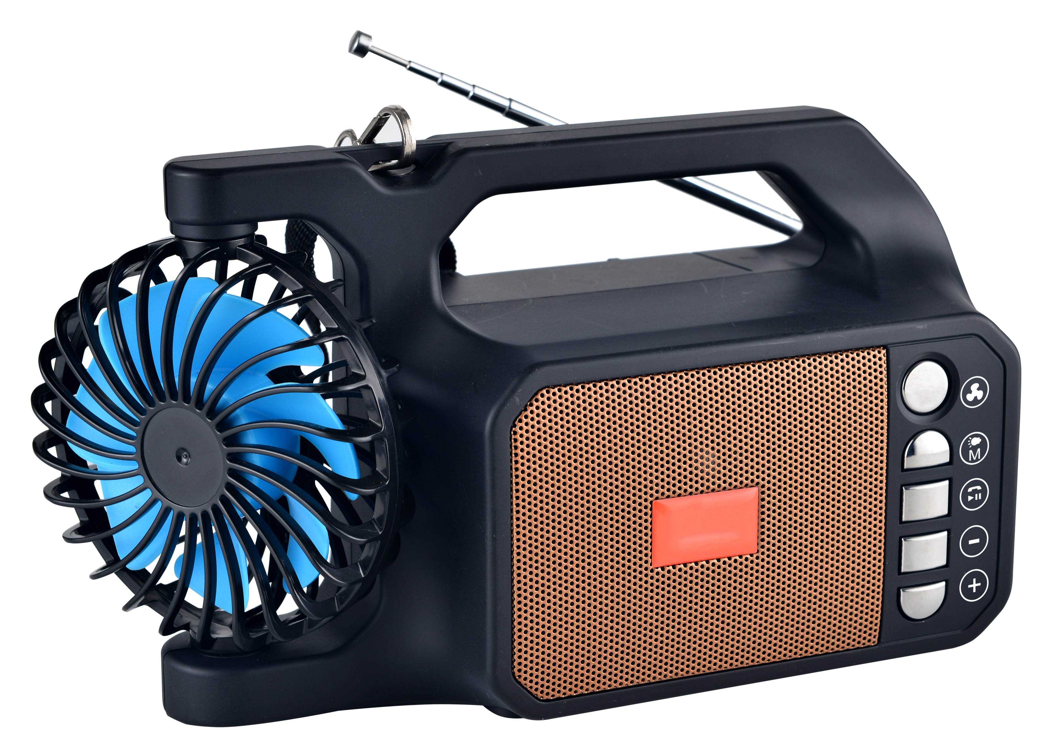 HS-2765 Bluetooth speaker with mini fan three-band wireless radio solar charging