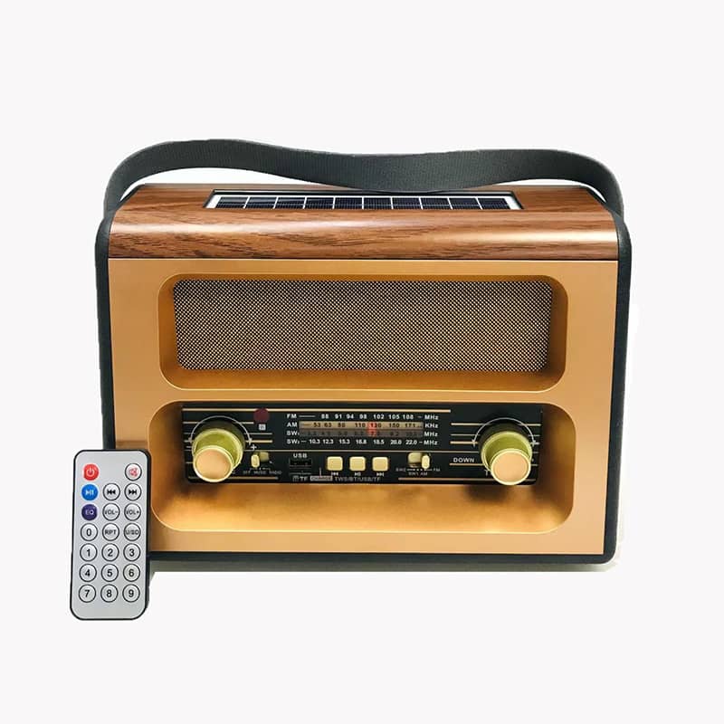 HS-2775 Manufacturers supply wooden vintage radio design with solar energy