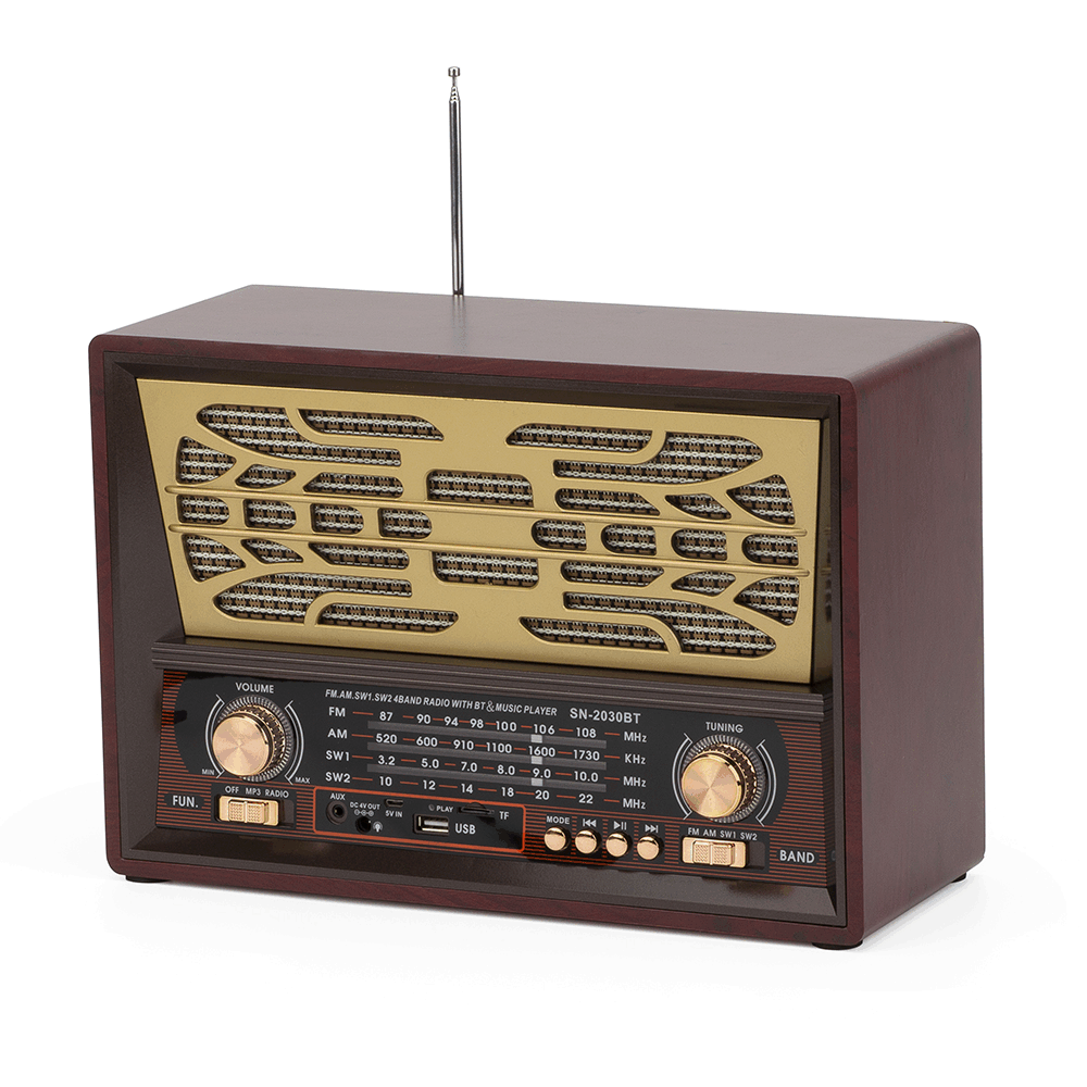 HS-2785 Vintage antique wood radio multi-band with card slot built-in speaker