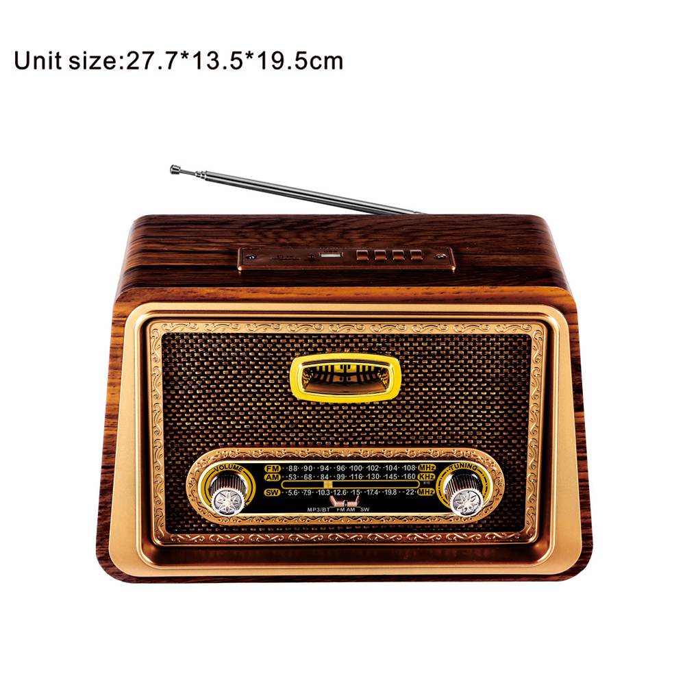 HS-2808 Retro style portable rechargeable radio with 3 Band Built-in Speaker