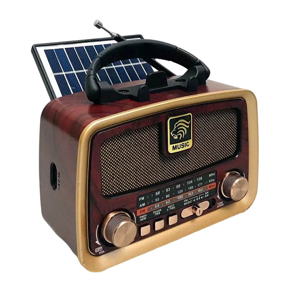 HS-2813 Retro portable Bluetooth radio multi-band with solar panel high quality