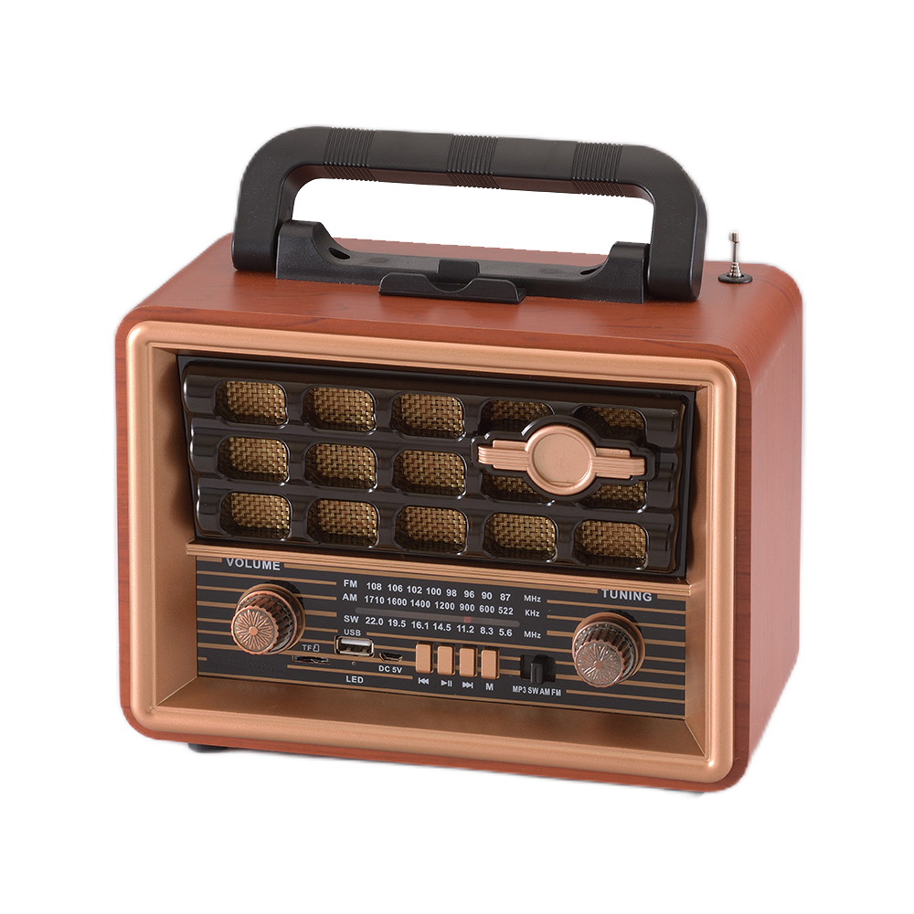 HS-2820 Retro portable wierless bluetooth wooden finish  with transformer radio