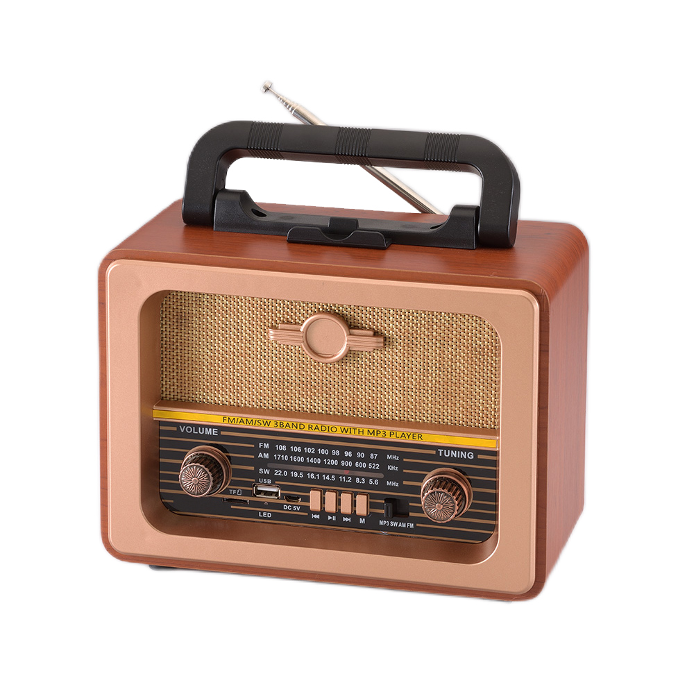 HS-2821 Multi-band wooden vintage radio BT powerful stereo sound speaker