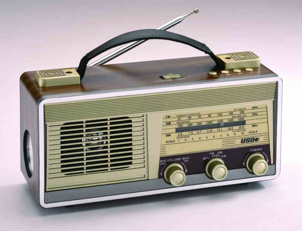 HS-2873 Original factory rechargeable battery wooden finish radio with fm radio