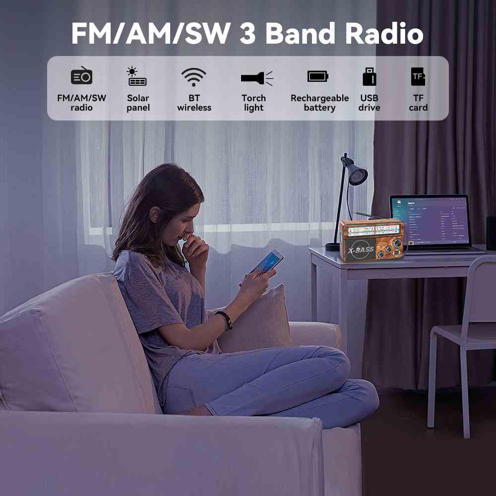 The history of wireless radio portable Bluetooth fm radio with solar panel