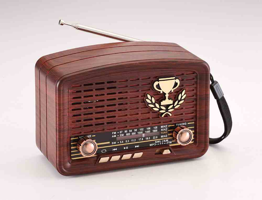 HS-2949 Water Transfer Printing Retro Vintage Wooden Classic Portable Am/fm/sw